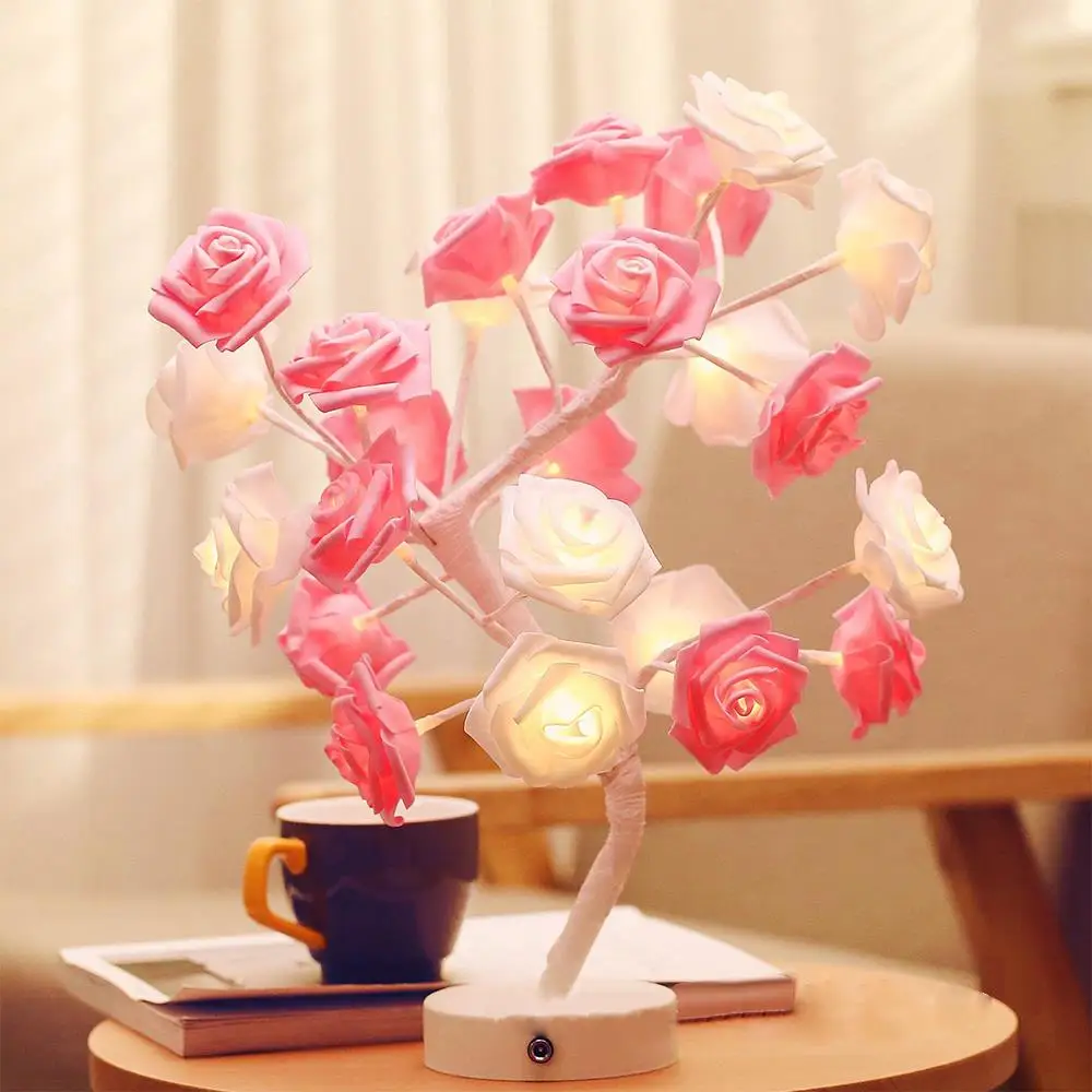 24LED Battery Box Rose Flower Tree Desk Lamp Decorative Light for Nightstand Warm White Party Home Decor Wedding Durable
24LED Battery Box Rose Flower Tree Desk Lamp Decorative Light for Nightstand Warm White Party Home Decor Wedding Durable