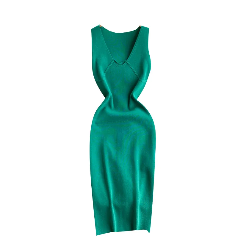 Bodycon Dress Summer 2021 new feminine V-neck waist and hip elastic knitted dress for womens temperament vest dress vestidos
Bodycon Dress Summer 2021 new feminine V-neck waist and hip elastic knitted dress for womens temperament vest dress vestidos