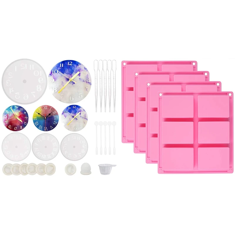 4 силиконовых формы для мыла и 1 набор часов, форма для смолы
4 силиконовых формы для мыла и 1 набор часов, форма для смолы