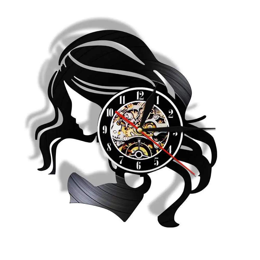 Barber Shop Girl Beauty Hair Salon Decorative Vinyl Wall Clock Modern Design 3D Watches Wall Decor Hairdresser Barber Wall Art
Barber Shop Girl Beauty Hair Salon Decorative Vinyl Wall Clock Modern Design 3D Watches Wall Decor Hairdresser Barber Wall Art