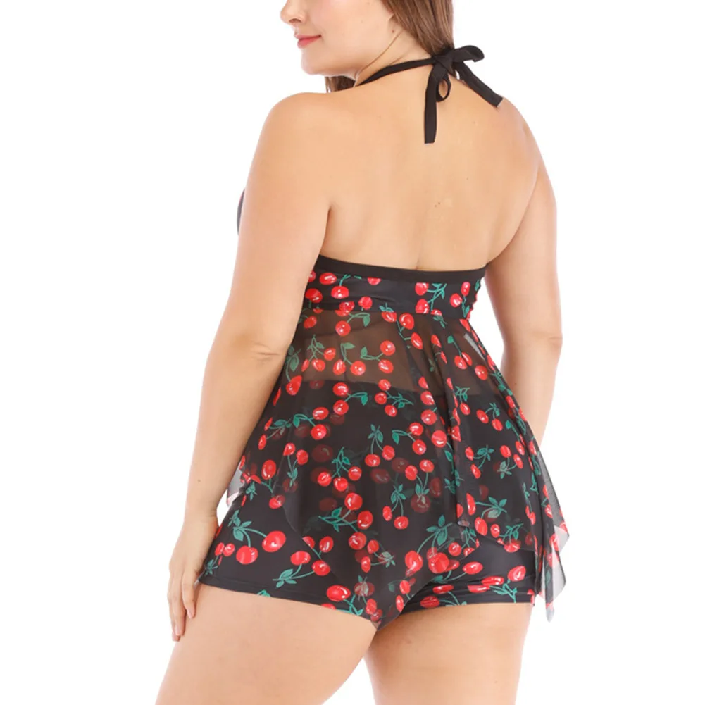 Women Two Pieces Bikinis Cherry Printed Suit Plus Size Irregular Underwired Halter Top High Waist Shorts Set Swimsuit
Women Two Pieces Bikinis Cherry Printed Suit Plus Size Irregular Underwired Halter Top High Waist Shorts Set Swimsuit
