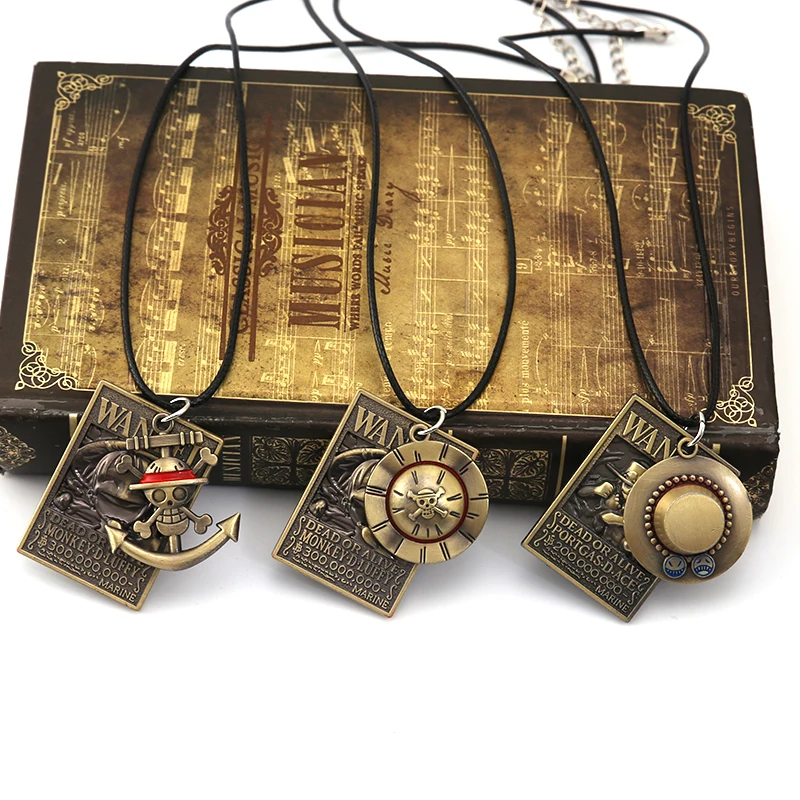 New Anime One Piece Necklace Luff Figure Order For Arrest Warrant Badge Copper Leather Chain Hat Match Double Trinket Gift
New Anime One Piece Necklace Luff Figure Order For Arrest Warrant Badge Copper Leather Chain Hat Match Double Trinket Gift