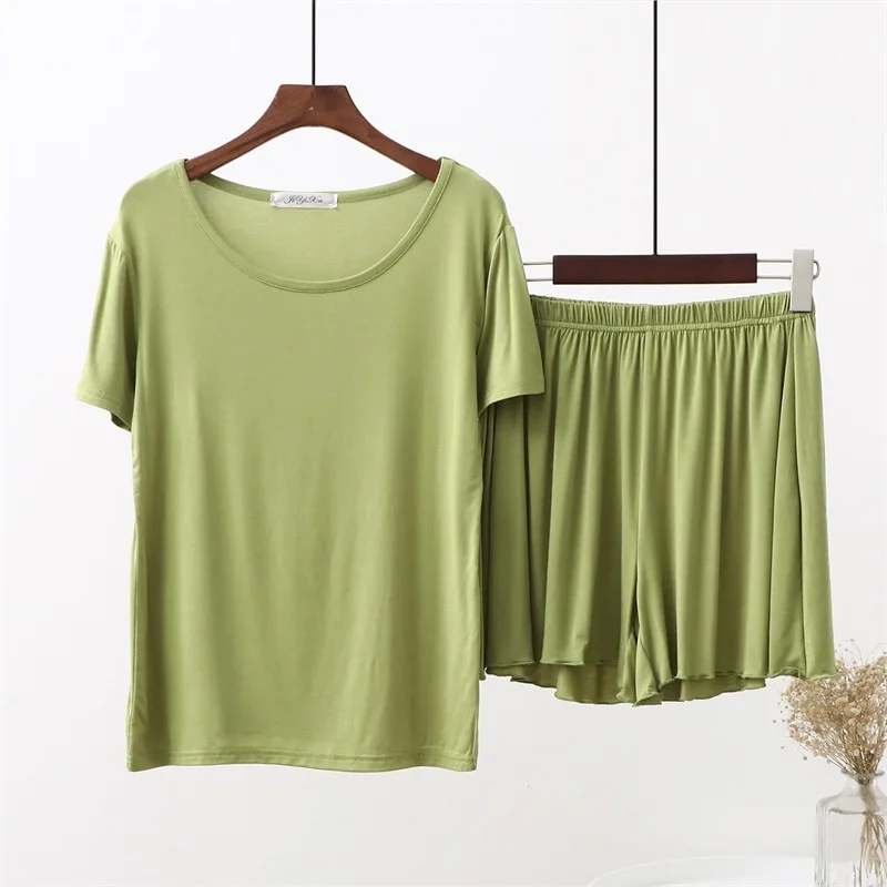 Summer Women Pajamas Set Loose Short Sleeve Shorts Ladies Sleepwear Korean Fashion Solid Color Nightgown Female Homewear Outfits
Summer Women Pajamas Set Loose Short Sleeve Shorts Ladies Sleepwear Korean Fashion Solid Color Nightgown Female Homewear Outfits