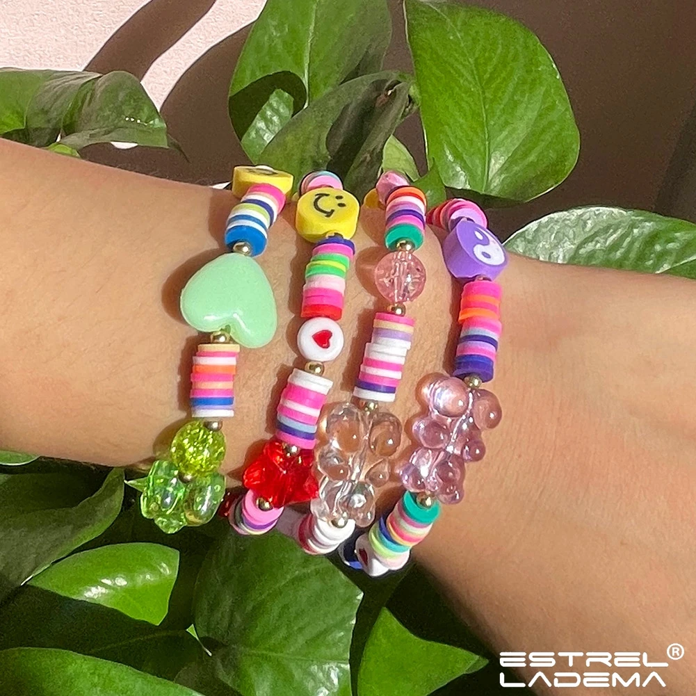 New Transparent Resin Bear Heart Smiley Face Beaded Bracelet For Women Boho Colorful Clay Crystal Beads Bracelets Jewelry Gifts
New Transparent Resin Bear Heart Smiley Face Beaded Bracelet For Women Boho Colorful Clay Crystal Beads Bracelets Jewelry Gifts