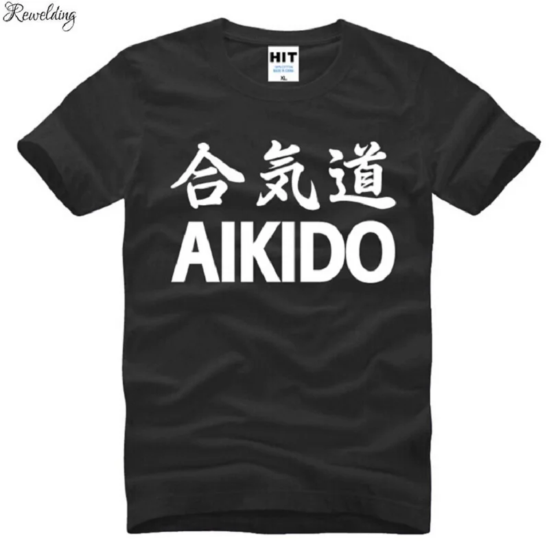 Футболка Aikido мужская с принтом хлопковая тенниска коротким рукавом модная майка