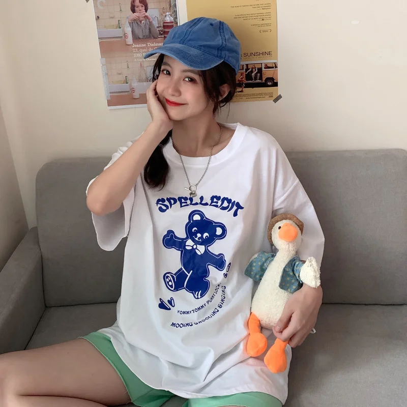 Houthion Loose Plus Size Women's T-shirt New Leisure Top Fashion Short Sleeve T Shirt Bear Print O-neck Tshirt Summer
Houthion Loose Plus Size Women's T-shirt New Leisure Top Fashion Short Sleeve T Shirt Bear Print O-neck Tshirt Summer