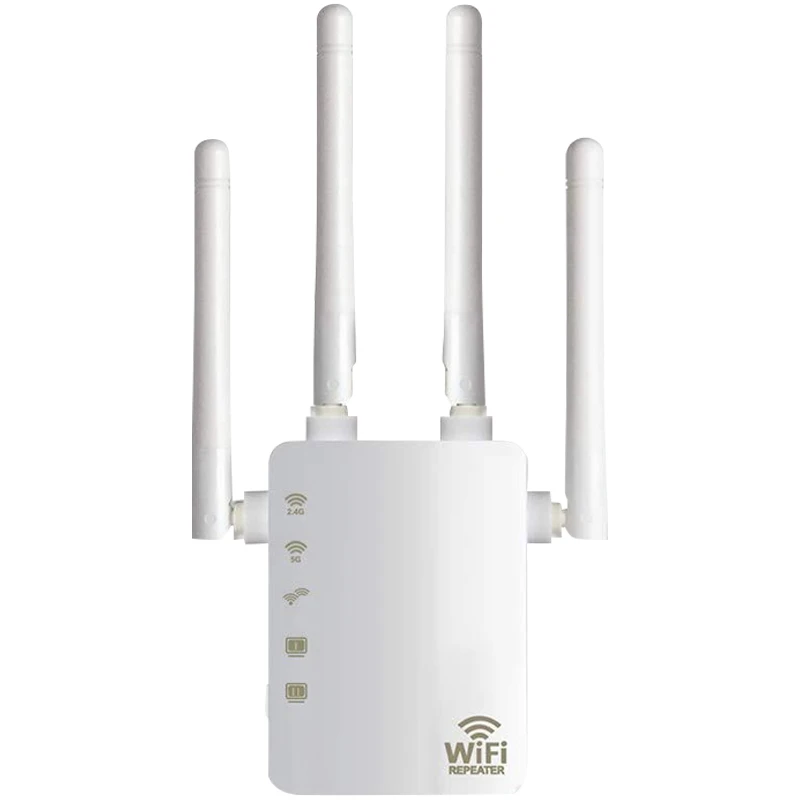 Wireless Wifi Repeater Router 300/1200Mbps Dual-Band 2.4/5G Antenna WiFi Extender Signal Amplifier AP Mode EU Plug
Wireless Wifi Repeater Router 300/1200Mbps Dual-Band 2.4/5G Antenna WiFi Extender Signal Amplifier AP Mode EU Plug