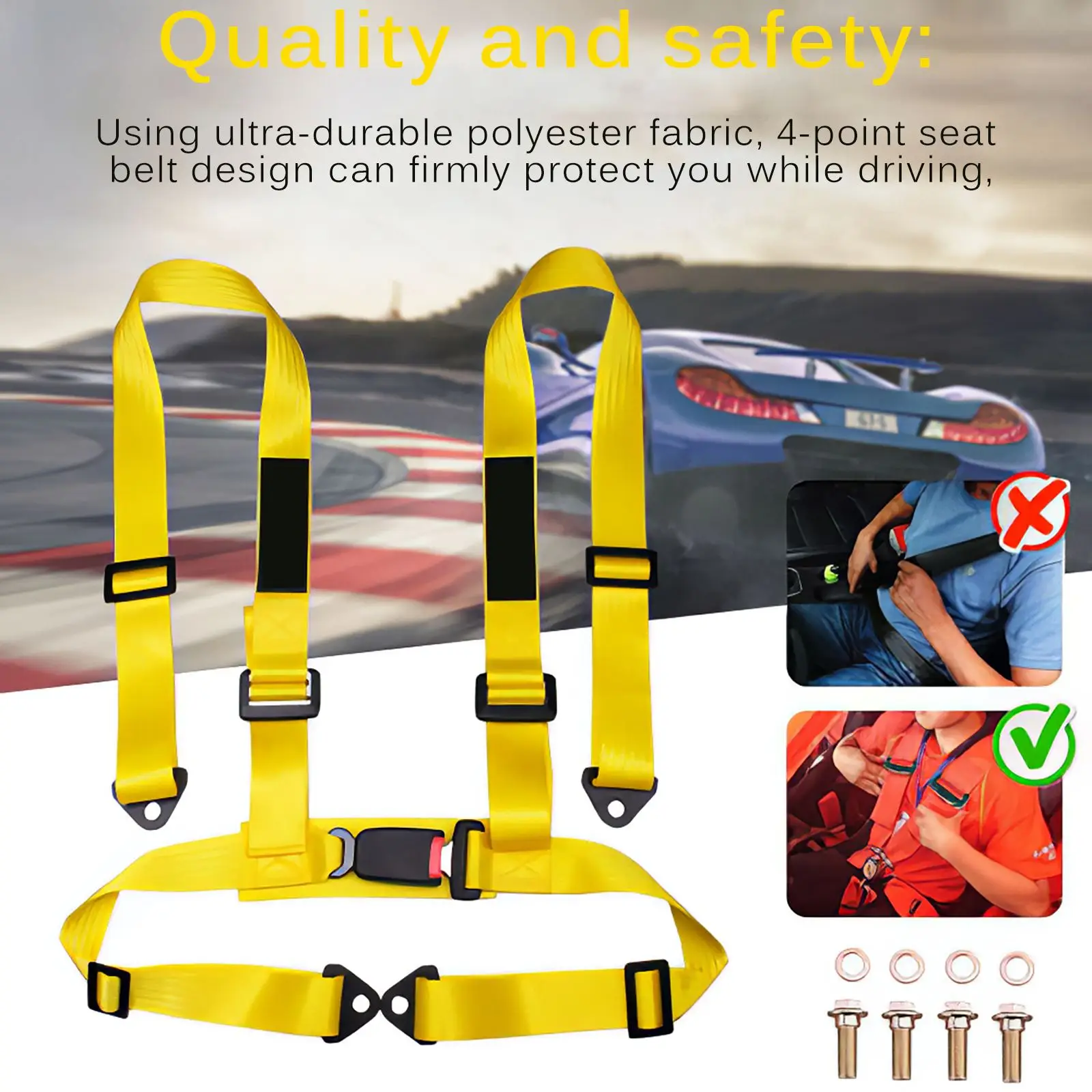 New Car Racing Seat Belt Sports Racing Harness Safety Seat Belt 4 Point Fixing Mounting Quick Release Nylon Racing Seat Belt
New Car Racing Seat Belt Sports Racing Harness Safety Seat Belt 4 Point Fixing Mounting Quick Release Nylon Racing Seat Belt
