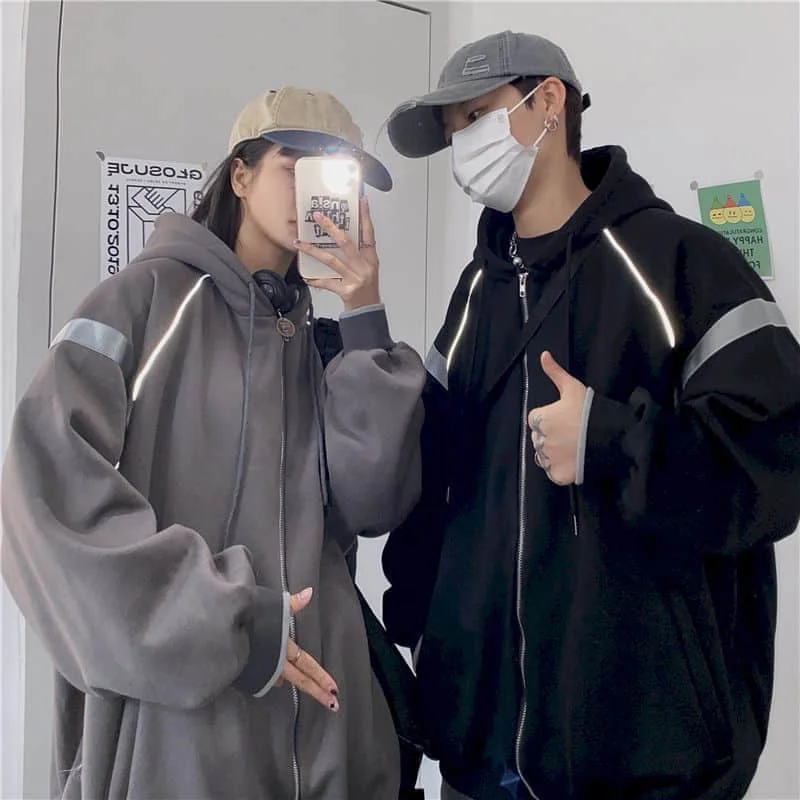 Spring Autumn Harajuku Hoodies Women Vintage Solid Zip-Up Sweatshirt Punk Reflective Streetwear Unisex Pullovers Men's Clothing
Spring Autumn Harajuku Hoodies Women Vintage Solid Zip-Up Sweatshirt Punk Reflective Streetwear Unisex Pullovers Men's Clothing