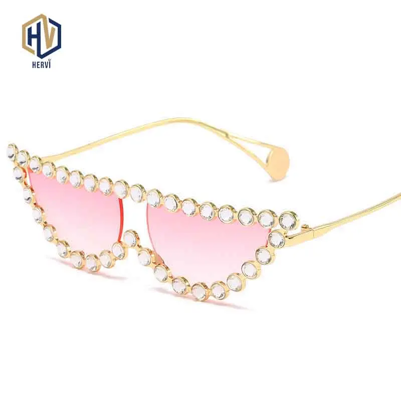 

Rhinestone Cat Eye Sunglasses Women Small Metal Frame Sun Glasses Gradient Eyewear okulary przeciwsłoneczne