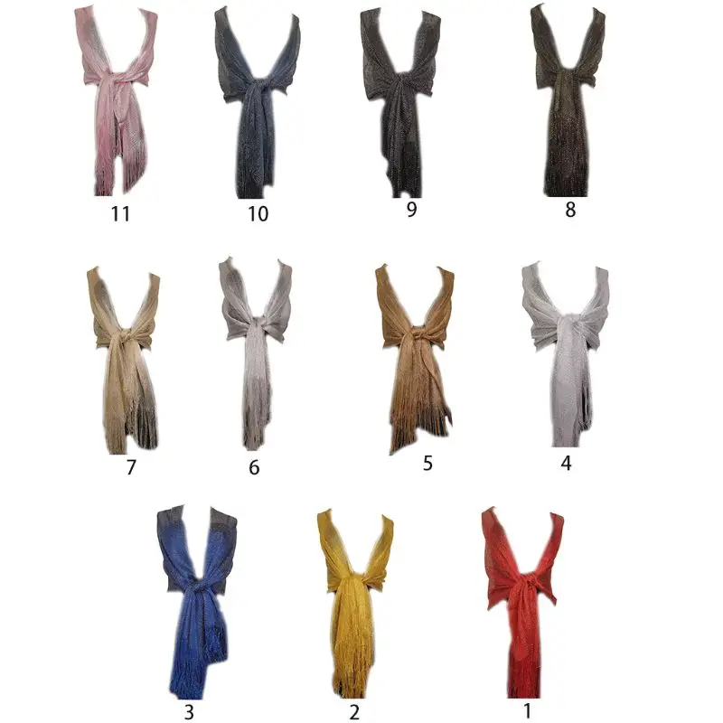 160x50cm Womens Wedding Bridal Evening Wrap Shawl Glitter Metallic Solid Vintage Prom Party Scarf Cape with Fringe Tassels W0YA
160x50cm Womens Wedding Bridal Evening Wrap Shawl Glitter Metallic Solid Vintage Prom Party Scarf Cape with Fringe Tassels W0YA