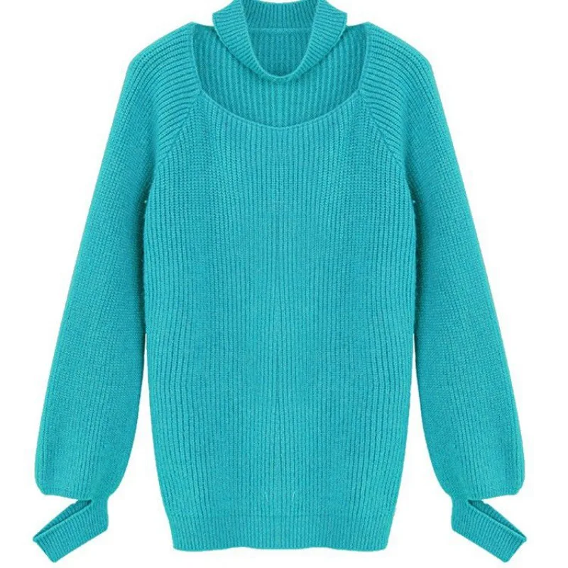 new simple autumn winter casual knitted women splicing halter o-neck long sleeve loose female knitwear 2020 sweaters
new simple autumn winter casual knitted women splicing halter o-neck long sleeve loose female knitwear 2020 sweaters