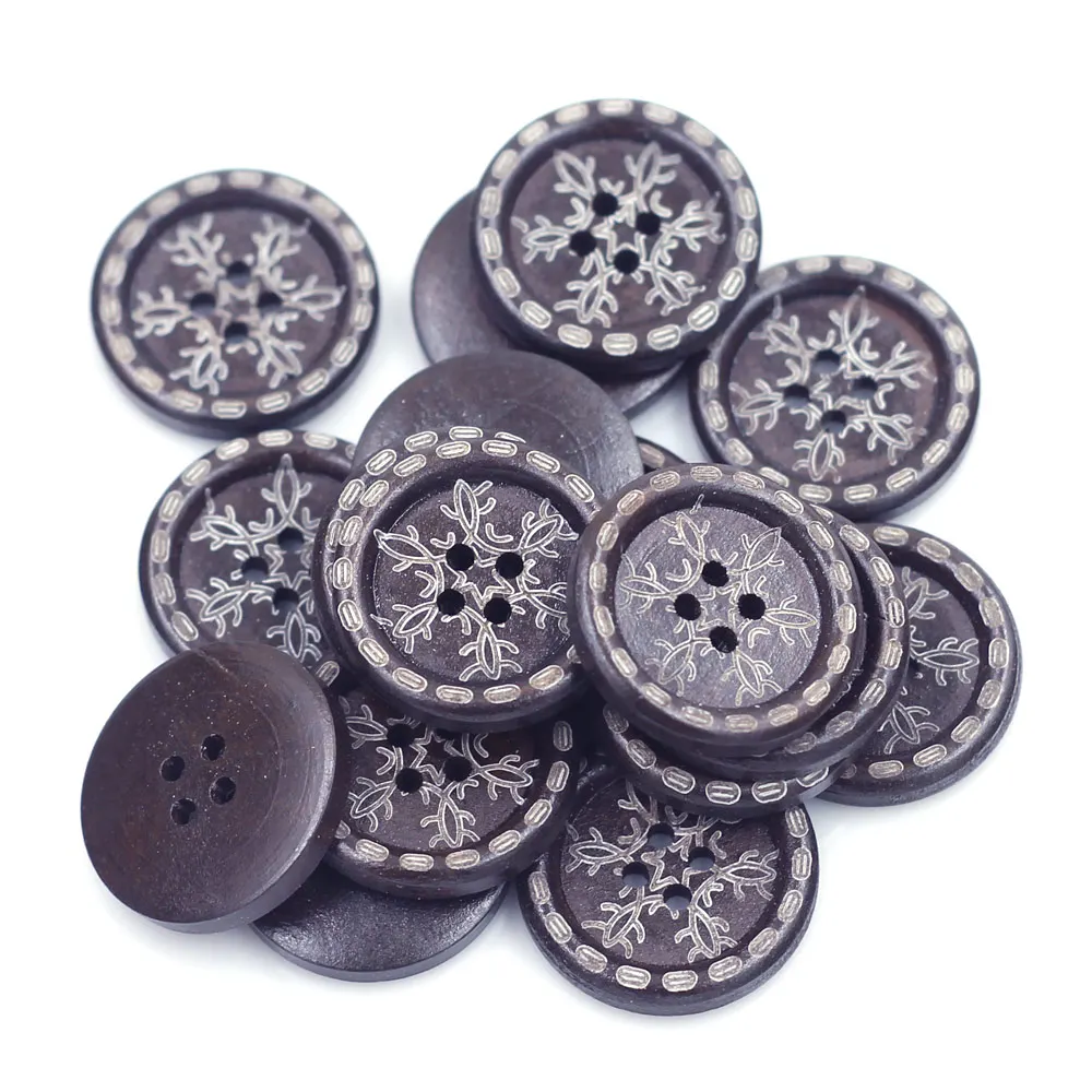 10PCS25mm Floral Snowflake Dark Brown Round Wood Sewing Buttons 4 Holes DIY Coat Scrapbook Knitting Bag Decor Repair Accessories
10PCS25mm Floral Snowflake Dark Brown Round Wood Sewing Buttons 4 Holes DIY Coat Scrapbook Knitting Bag Decor Repair Accessories