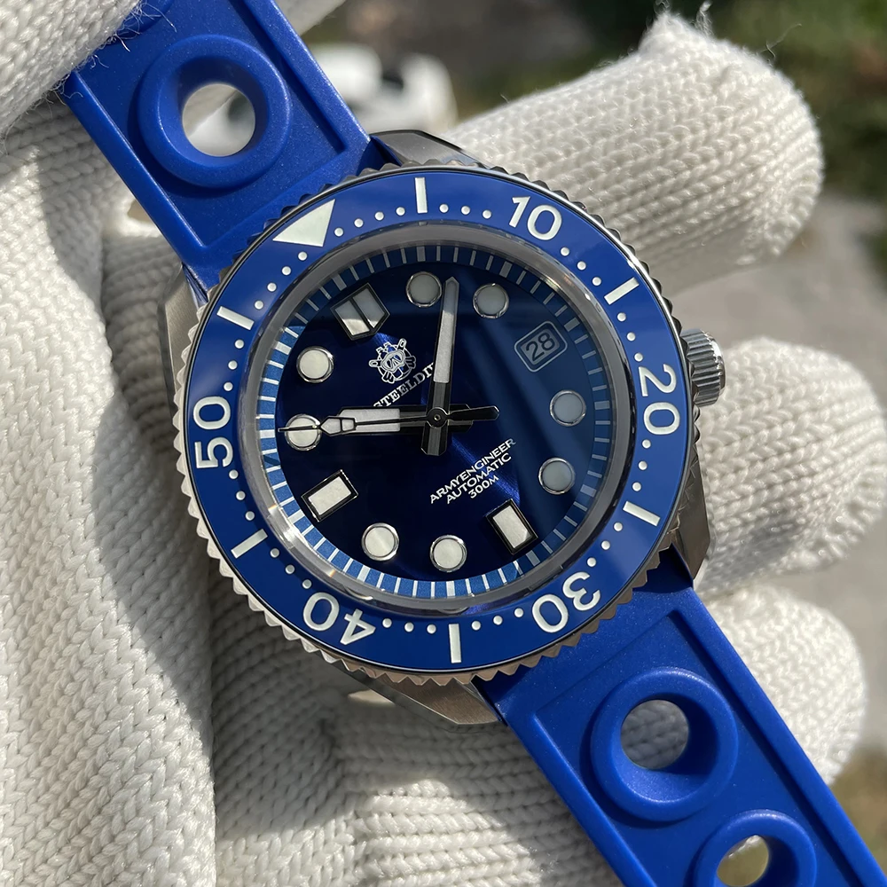 STEELDIVE Men's Mechanical Watch 300M Waterproof SD1968 Ceramic Bezel One-piece Case Watches Swiss Blue Luminous Dive Wristwatch 
STEELDIVE Men's Mechanical Watch 300M Waterproof SD1968 Ceramic Bezel One-piece Case Watches Swiss Blue Luminous Dive Wristwatch