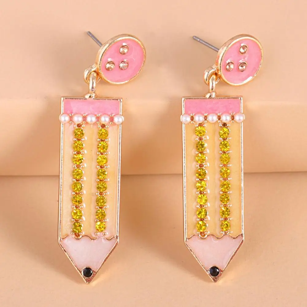 1 Pair Stud Earrings Creative Cute Cartoon Pencil Shape Faux Pearl Jewelry Shiny Rhinestone Lightweight Drop Earrings for Dating
1 Pair Stud Earrings Creative Cute Cartoon Pencil Shape Faux Pearl Jewelry Shiny Rhinestone Lightweight Drop Earrings for Dating