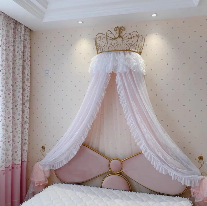 European style iron bed curtain frame crown curtain frame Princess bedside decoration bracket
European style iron bed curtain frame crown curtain frame Princess bedside decoration bracket