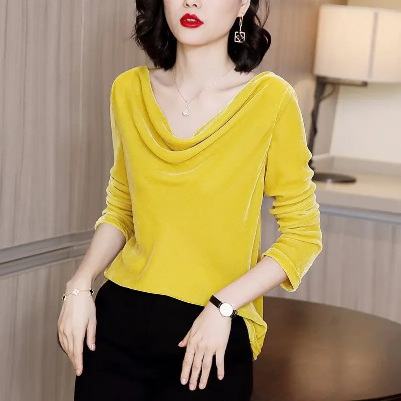 Russian fashion sexy Pleated collar long sleeve Autunm velour blouse,Elegant vintage Winter velvet shirts tops M-2XL
Russian fashion sexy Pleated collar long sleeve Autunm velour blouse,Elegant vintage Winter velvet shirts tops M-2XL