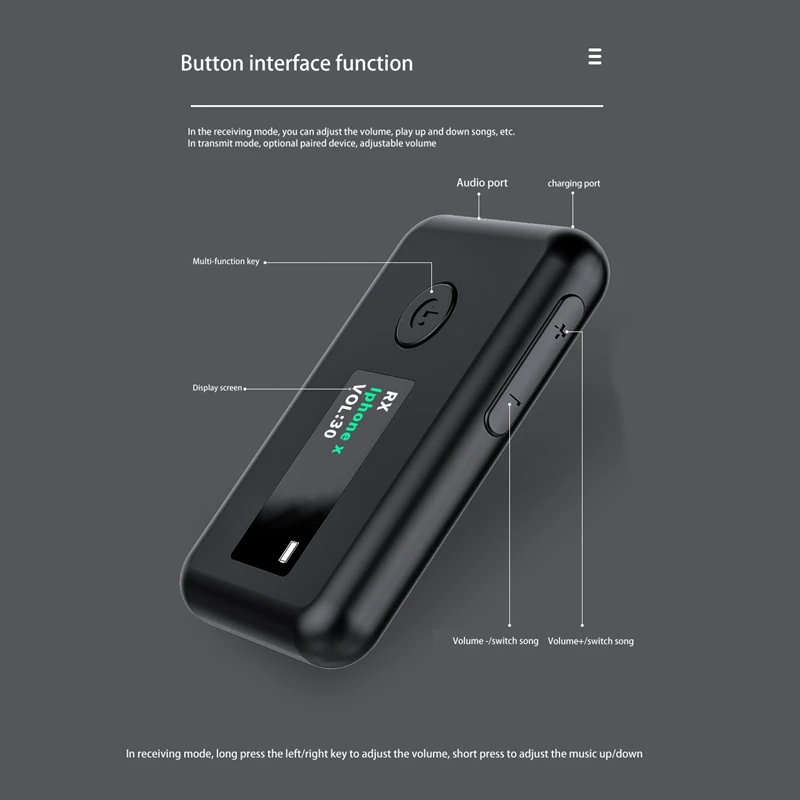 Bluetooth 5.0 2-In-1 Transmitter / Receiver Adapter for Mobile Phone Computer
Bluetooth 5.0 2-In-1 Transmitter / Receiver Adapter for Mobile Phone Computer