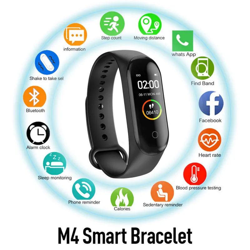 Sports Bracelet Health Fitness Bracelet Pedometers M4 Smart Band Wristband Blood Pressure Heart Rate Monitor Pedometer
Sports Bracelet Health Fitness Bracelet Pedometers M4 Smart Band Wristband Blood Pressure Heart Rate Monitor Pedometer