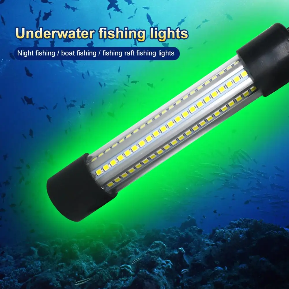 

1200LM 5M LED Submersible Fishing Light Deep Drop Underwater Fish Lure Bait Finder Lamp Squid Attracting 12-24V