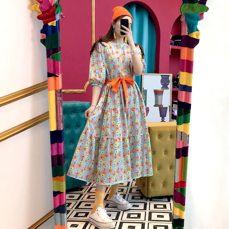 Korean Chic Fresh Cute Youth-Looking Temperament Little Flower Short Sleeve Lace-up Waist-Controlled Slimming Floral Dress
Korean Chic Fresh Cute Youth-Looking Temperament Little Flower Short Sleeve Lace-up Waist-Controlled Slimming Floral Dress