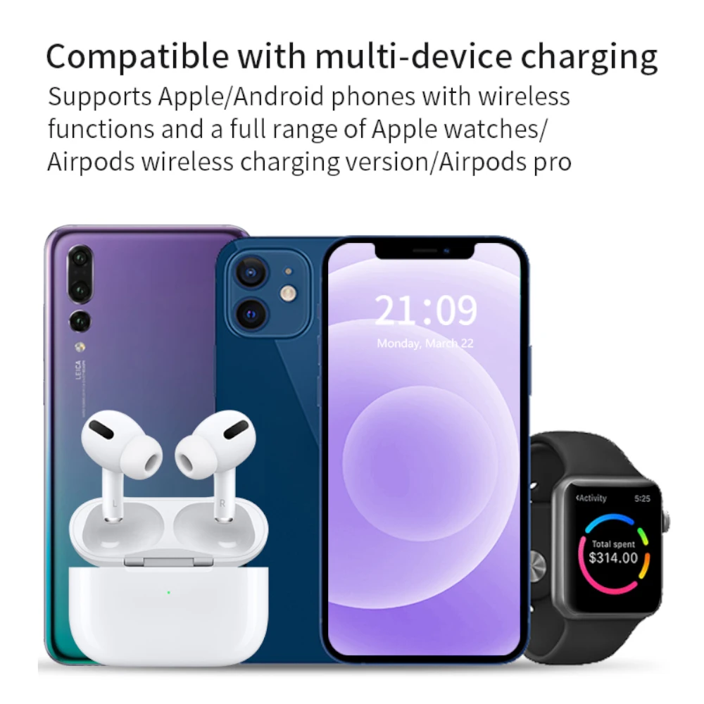 3-in-1 Wireless Chargers For iPhone 12/11 Series For Apple Watch/Airpods Universal 15W Qi Fast Wireless Charging Adapter
3-in-1 Wireless Chargers For iPhone 12/11 Series For Apple Watch/Airpods Universal 15W Qi Fast Wireless Charging Adapter