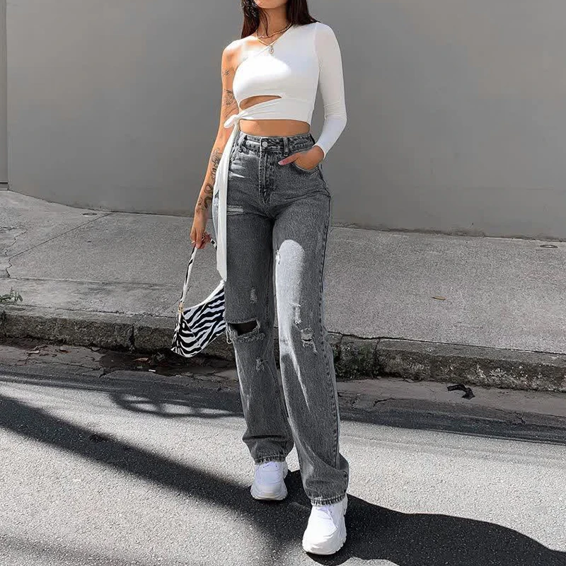Ripped High Waist Jeans Women Straight Leg Loose Boyfriend Jean Pants Casual Wash Denim Trousers Fashion Streetwear Baggy Pants
Ripped High Waist Jeans Women Straight Leg Loose Boyfriend Jean Pants Casual Wash Denim Trousers Fashion Streetwear Baggy Pants