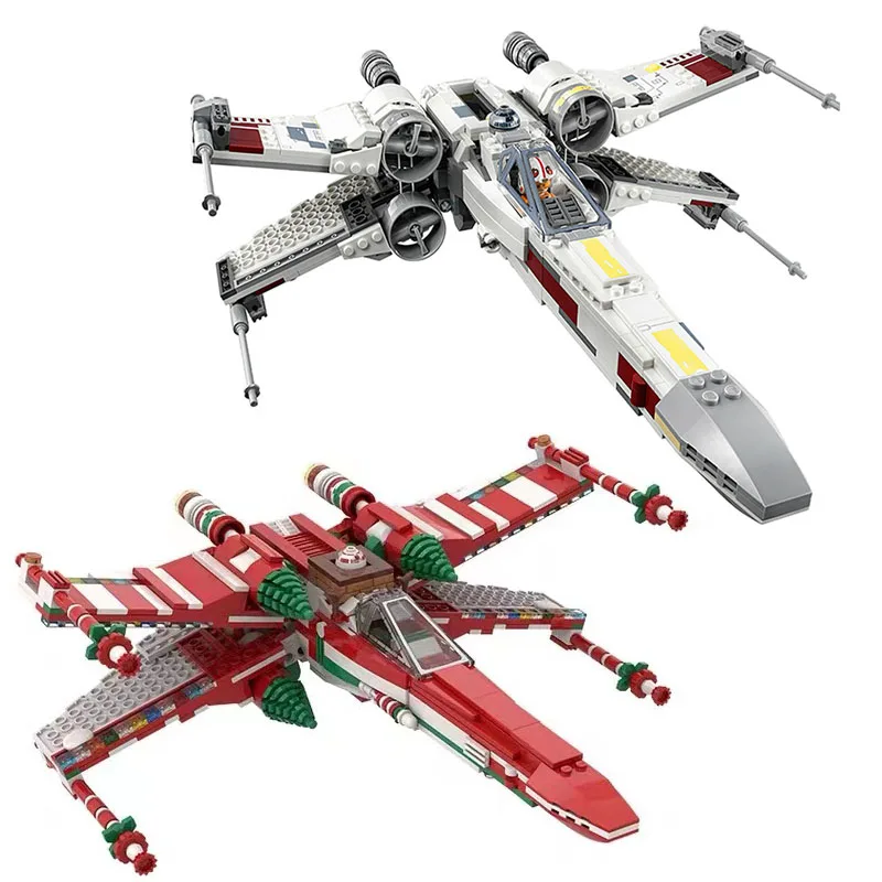 

MOC 53183 XMAS Wing Fighter 819pcs star x wing fighter building blocks 4 figures compatible 75218 Bricks Toy Christmas gifts