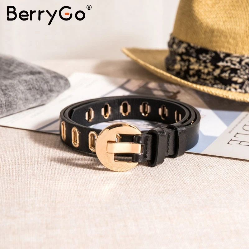 Женский пояс для брюк BerryGo однотонный облегающий кожаный широкий Повседневный