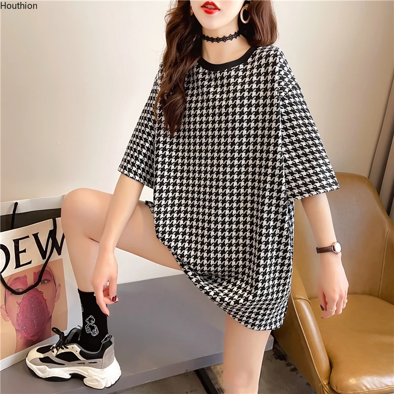 Houthion Cotton Women's T-shirt Loose Short Sleeve Tshirt Plus Size Top New Korean Fashion Tops Casual O-neck Chidori T Shirt
Houthion Cotton Women's T-shirt Loose Short Sleeve Tshirt Plus Size Top New Korean Fashion Tops Casual O-neck Chidori T Shirt