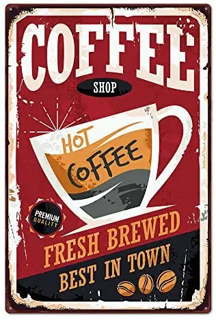 Original Retro Design Fresh Brewed Hot Coffee Tin Metal Signs Wall Art | Thick Tinplate Print Poster Wall Decoration for Cafe
Original Retro Design Fresh Brewed Hot Coffee Tin Metal Signs Wall Art | Thick Tinplate Print Poster Wall Decoration for Cafe