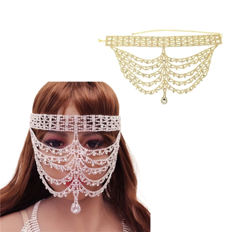Shine Crystal Chain Masquerade Mask Veil Face Chain Belly Dance Face Jewelry
Shine Crystal Chain Masquerade Mask Veil Face Chain Belly Dance Face Jewelry