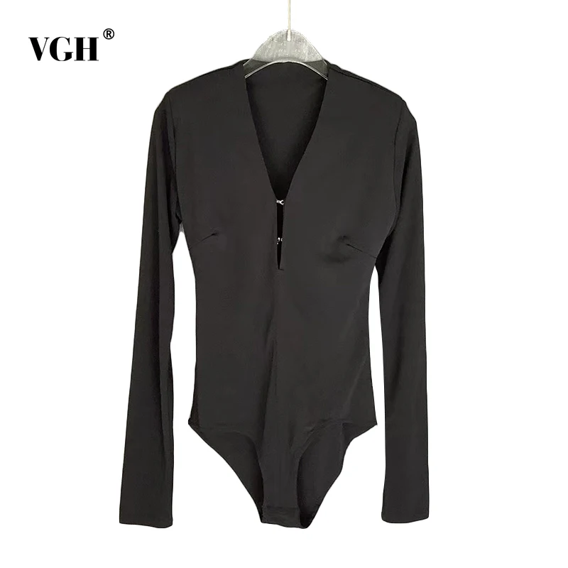 VGH Minimalist Slim Solid Women's Playsuits V Neck Long Sleeve High Waist Korean Fashion Casual Playsuit Women 2021 Autumn Style
VGH Minimalist Slim Solid Women's Playsuits V Neck Long Sleeve High Waist Korean Fashion Casual Playsuit Women 2021 Autumn Style