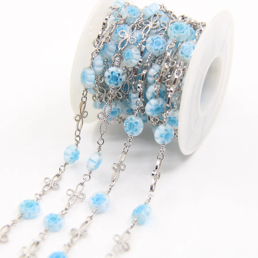 New!! 5Meter Blue Coloured Glaze Bead Rosary Chains,Plated Silvers Brass Bowknot Link Enamel Lampwork Jewelry Necklace Making
New!! 5Meter Blue Coloured Glaze Bead Rosary Chains,Plated Silvers Brass Bowknot Link Enamel Lampwork Jewelry Necklace Making