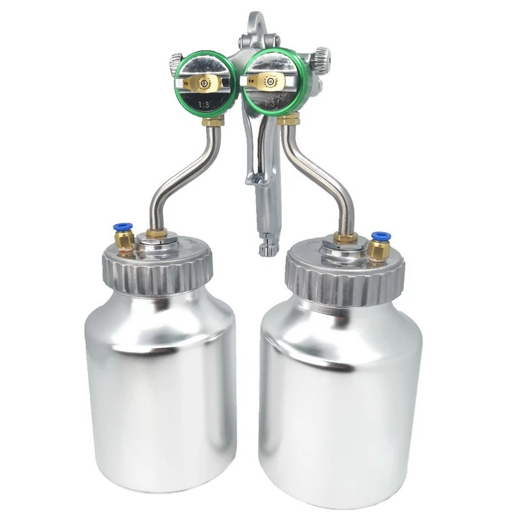 PT-29B Double Nozzle Automotive Wall Air Paint Spraying Gun Sprayer With Double Pots
PT-29B Double Nozzle Automotive Wall Air Paint Spraying Gun Sprayer With Double Pots