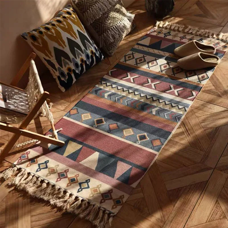 Vintage Plaid Carpet Cotton Home Weave Carpets Bohemian Rug Floor Carpet For Living Room Bedroom Home Decoration Foot Pad Beach
Vintage Plaid Carpet Cotton Home Weave Carpets Bohemian Rug Floor Carpet For Living Room Bedroom Home Decoration Foot Pad Beach