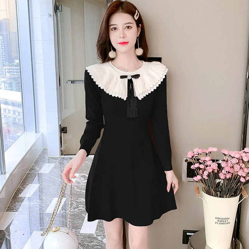 Новинка Осень-зима 2021 Корейская версия французского ретро-платья с бантом популярный цветной свитер с кукольным воротником вязаное платье ...
Новинка Осень-зима 2021 Корейская версия французского ретро-платья с бантом популярный цветной свитер с кукольным воротником вязаное платье ...