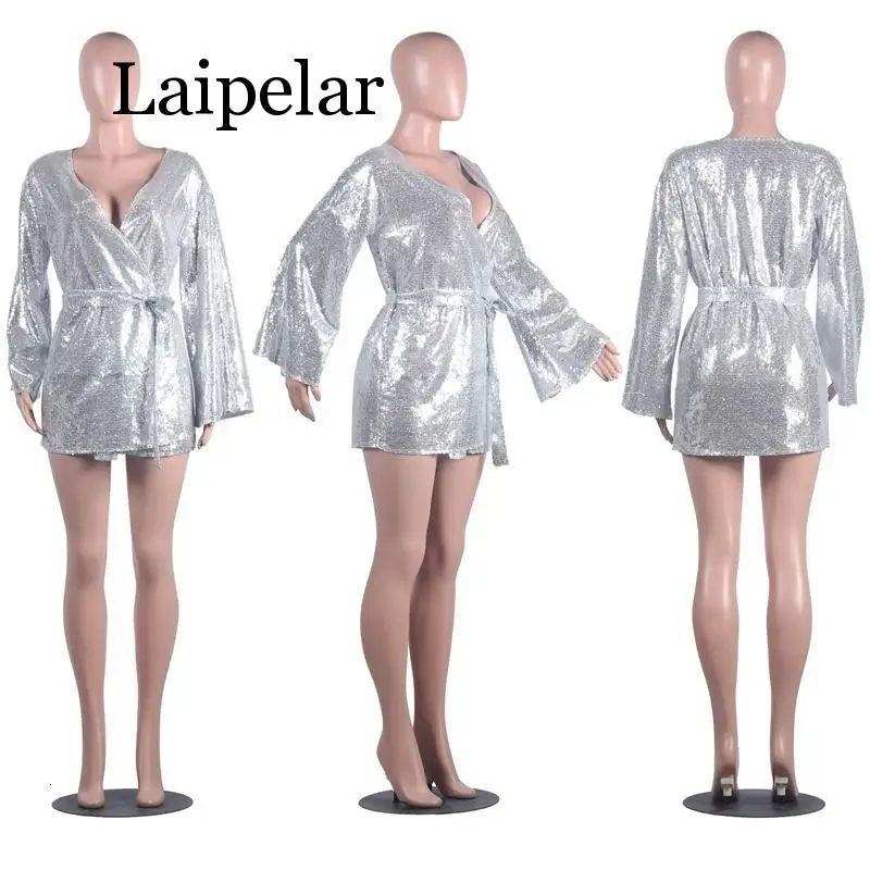 Sexy Sequins Horn Sleeve Mini Dress Women Cut Out V Neck Bodycon Party Club Dress Vestidos
Sexy Sequins Horn Sleeve Mini Dress Women Cut Out V Neck Bodycon Party Club Dress Vestidos
