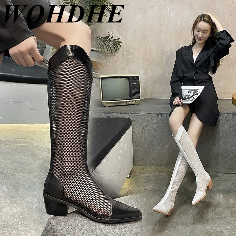 WOHDHE Modern Boots Women Pointed Toe Zipper PU Knee-high Thick Med Heel Spring Autumn Sand Boots Sexy Female Boots Sewing New
WOHDHE Modern Boots Women Pointed Toe Zipper PU Knee-high Thick Med Heel Spring Autumn Sand Boots Sexy Female Boots Sewing New