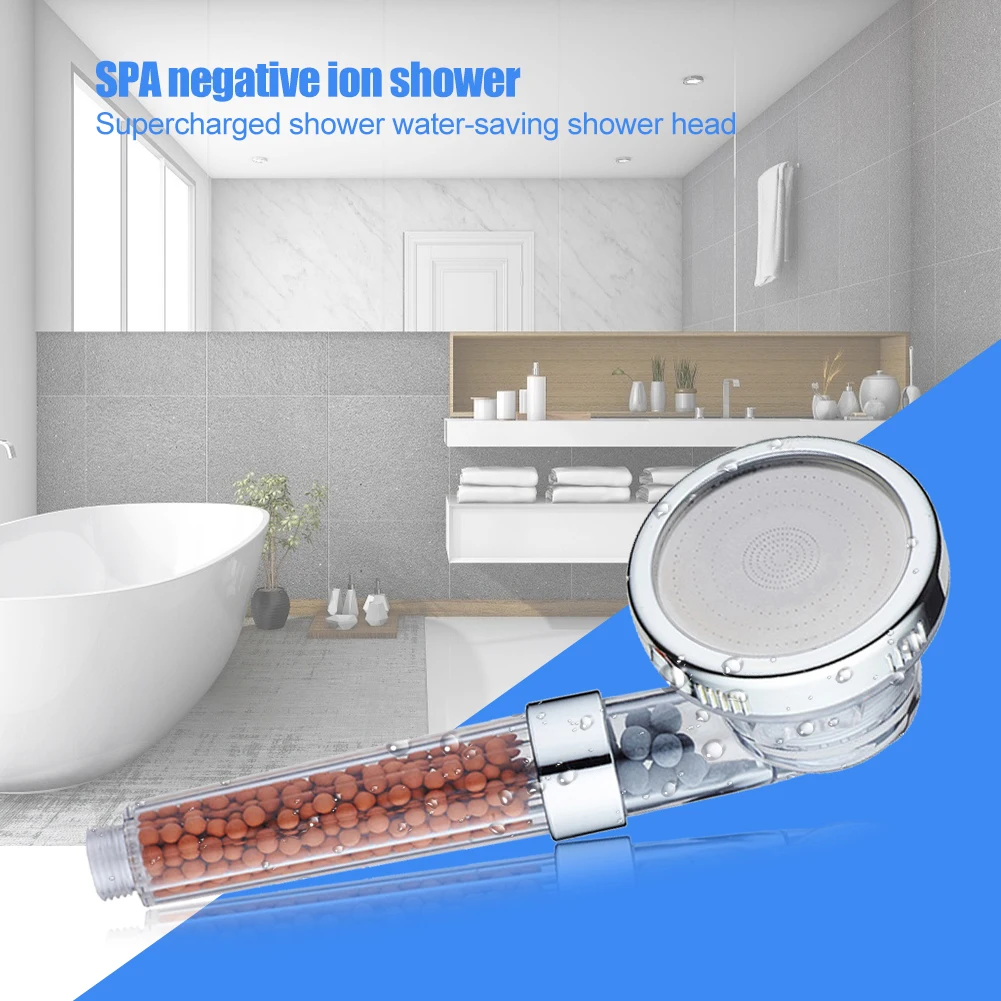 3 Mode Shower Head High Pressure Increase Water Saving Filter Balls Beads Utility Head With Negative Ions Activated 
3 Mode Shower Head High Pressure Increase Water Saving Filter Balls Beads Utility Head With Negative Ions Activated