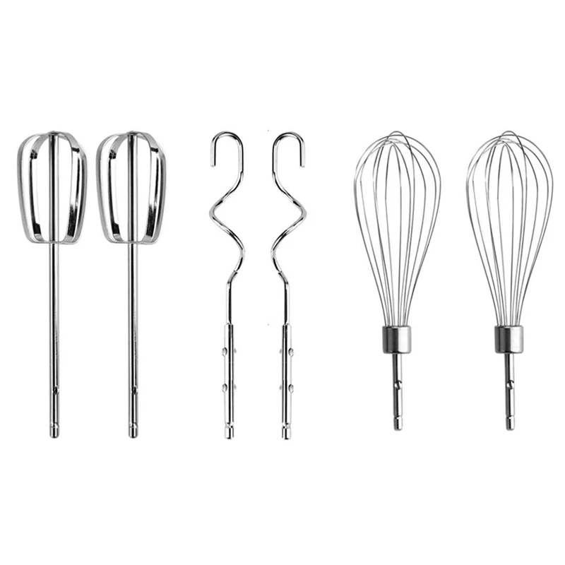 Stainless Steel Hand Mixer Accessories Set of 6 for Kitchen Baking (2 Wired Beaters,2 Whisks and 2 Dough Hooks)
Stainless Steel Hand Mixer Accessories Set of 6 for Kitchen Baking (2 Wired Beaters,2 Whisks and 2 Dough Hooks)