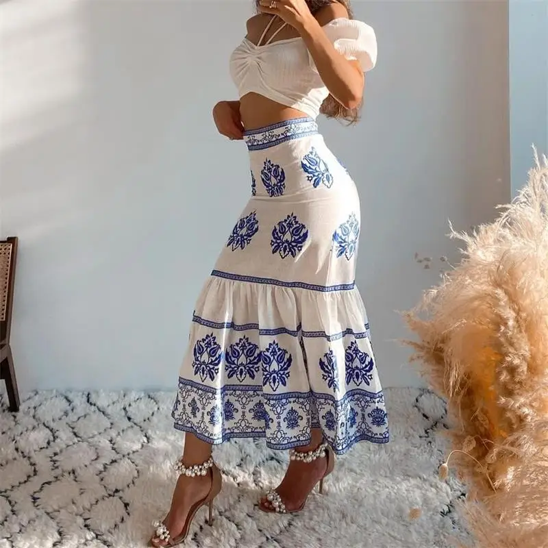 Юбка-миди женская с принтом, высокой талией и молнией
Юбка-миди женская с принтом, высокой талией и молнией