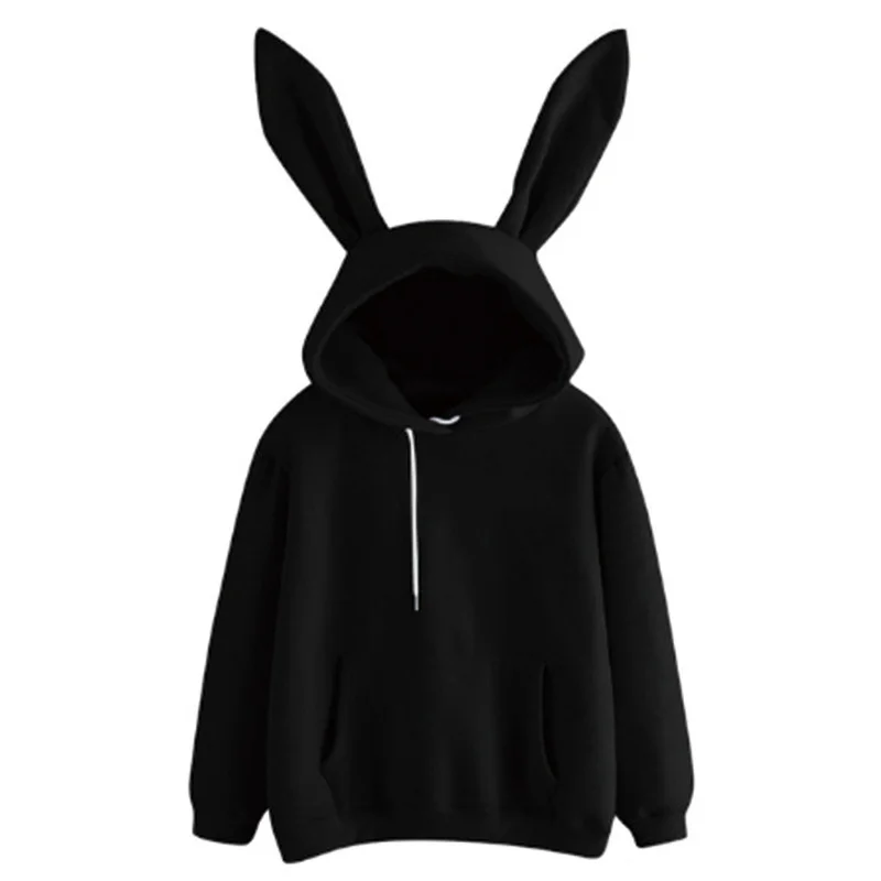 Women Hooded Sweater Ladies Solid Color Bunny Ear Long Sleeve Pullover with Pocket Drawstring
Women Hooded Sweater Ladies Solid Color Bunny Ear Long Sleeve Pullover with Pocket Drawstring