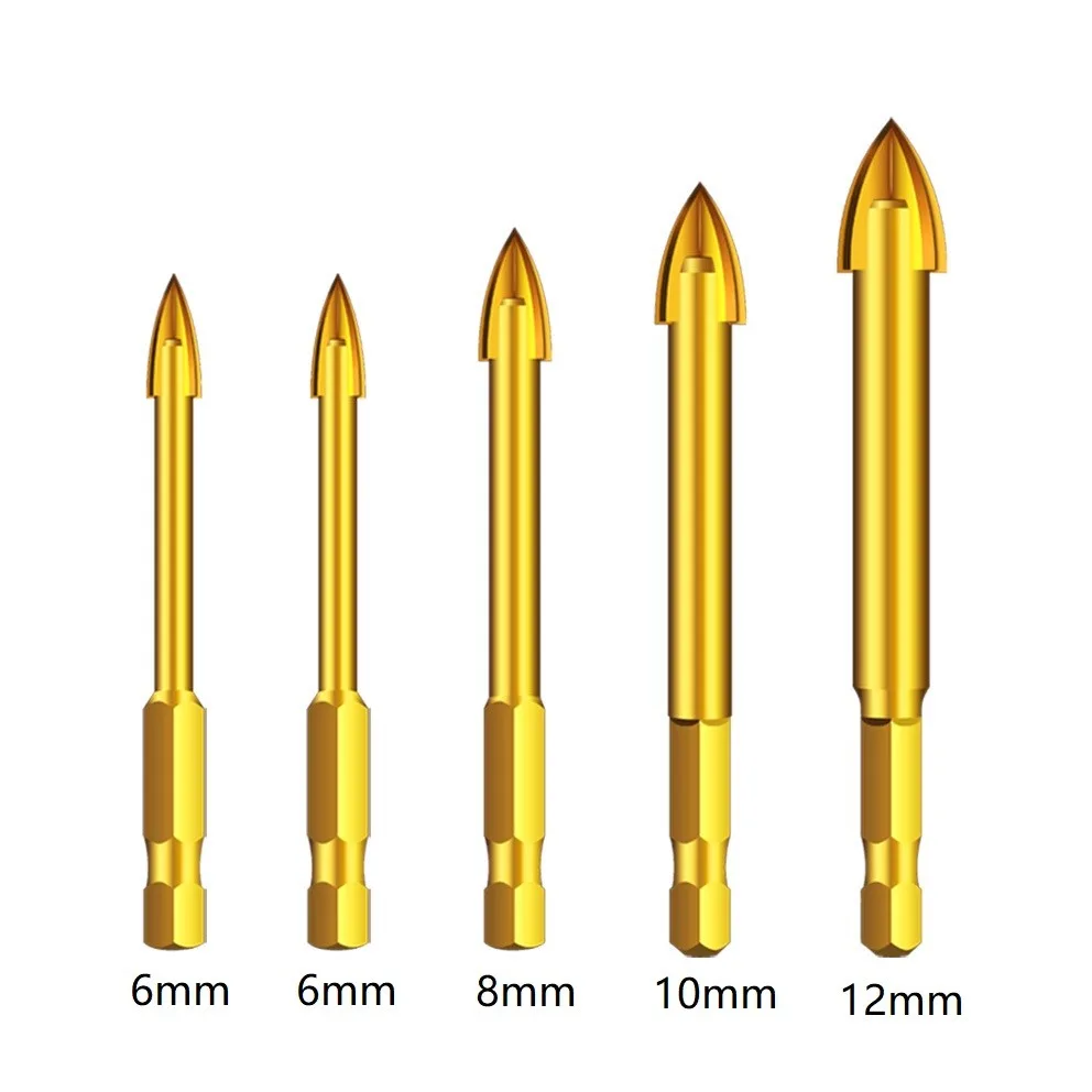 5pcs 6-12mm Titanium Ceramic Tile Marble Glass Drill Bits Cross Hex Spear Head Hole Opener Universal Drilling Tool For Wall
5pcs 6-12mm Titanium Ceramic Tile Marble Glass Drill Bits Cross Hex Spear Head Hole Opener Universal Drilling Tool For Wall