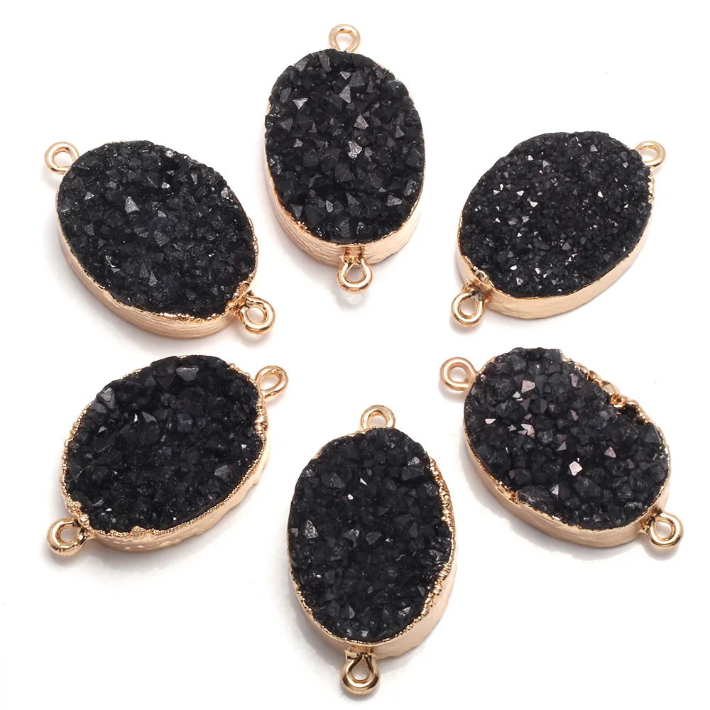 Natural Black Crystal Agate Necklace Pendant Connector Egg Shape Connector for Jewelry Making DIY Necklace Size 28x45mm
Natural Black Crystal Agate Necklace Pendant Connector Egg Shape Connector for Jewelry Making DIY Necklace Size 28x45mm