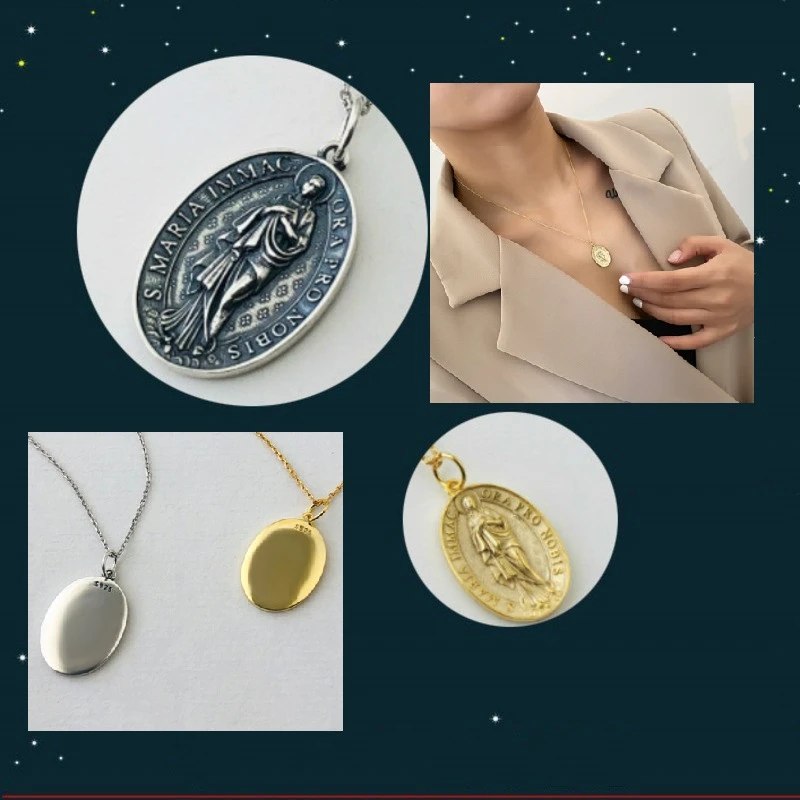 925 Sterling Silver Necklaces Virgin Mary Pendant Christian Vintage Accessories Gift For Mom Colgantes Mujer MODA Fine Jewelry
925 Sterling Silver Necklaces Virgin Mary Pendant Christian Vintage Accessories Gift For Mom Colgantes Mujer MODA Fine Jewelry
