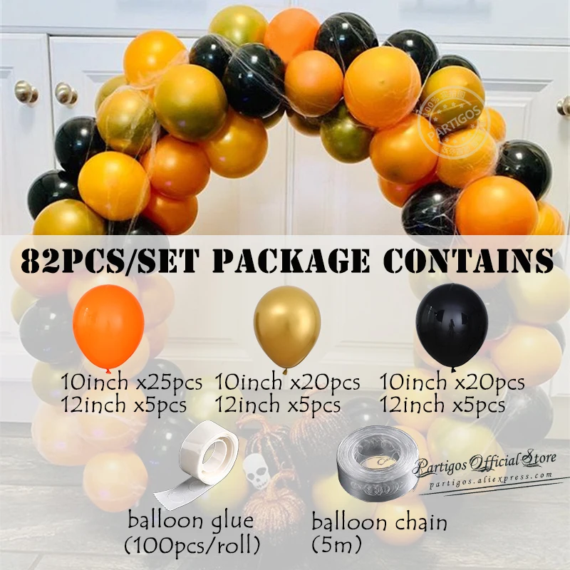 82pcs/set gold Chrome metallic balloons orange black latex balloons garland for Halloween party decorations hang balloon garland
82pcs/set gold Chrome metallic balloons orange black latex balloons garland for Halloween party decorations hang balloon garland