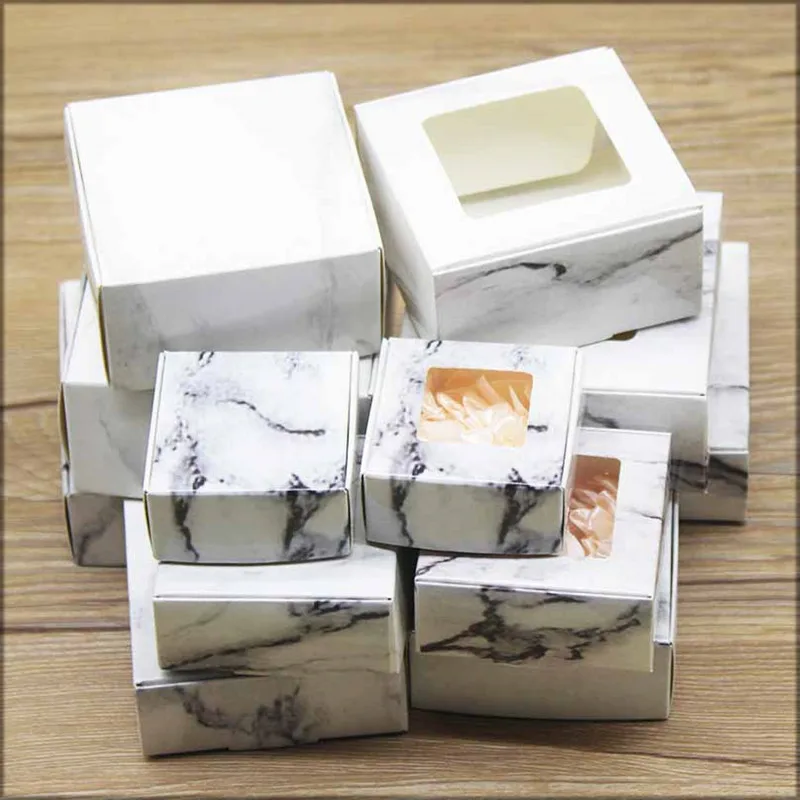 Коробка для подарков ручной работы 10 шт. разные размеры мраморный стиль бумажные