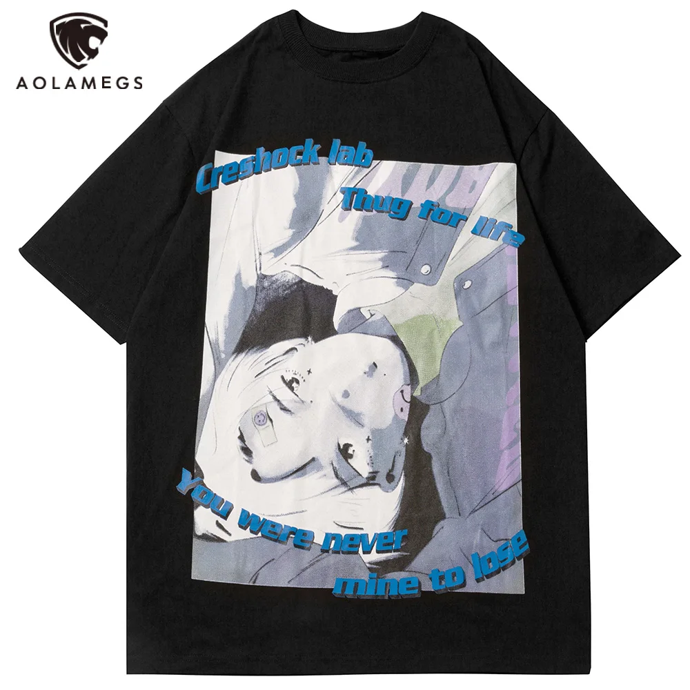 Aolamegs Men Japanese Anime Comics Printed Oversized T-shirt Summer High Street College Style Tops Tee Casual Fashion Streetwear
Aolamegs Men Japanese Anime Comics Printed Oversized T-shirt Summer High Street College Style Tops Tee Casual Fashion Streetwear
