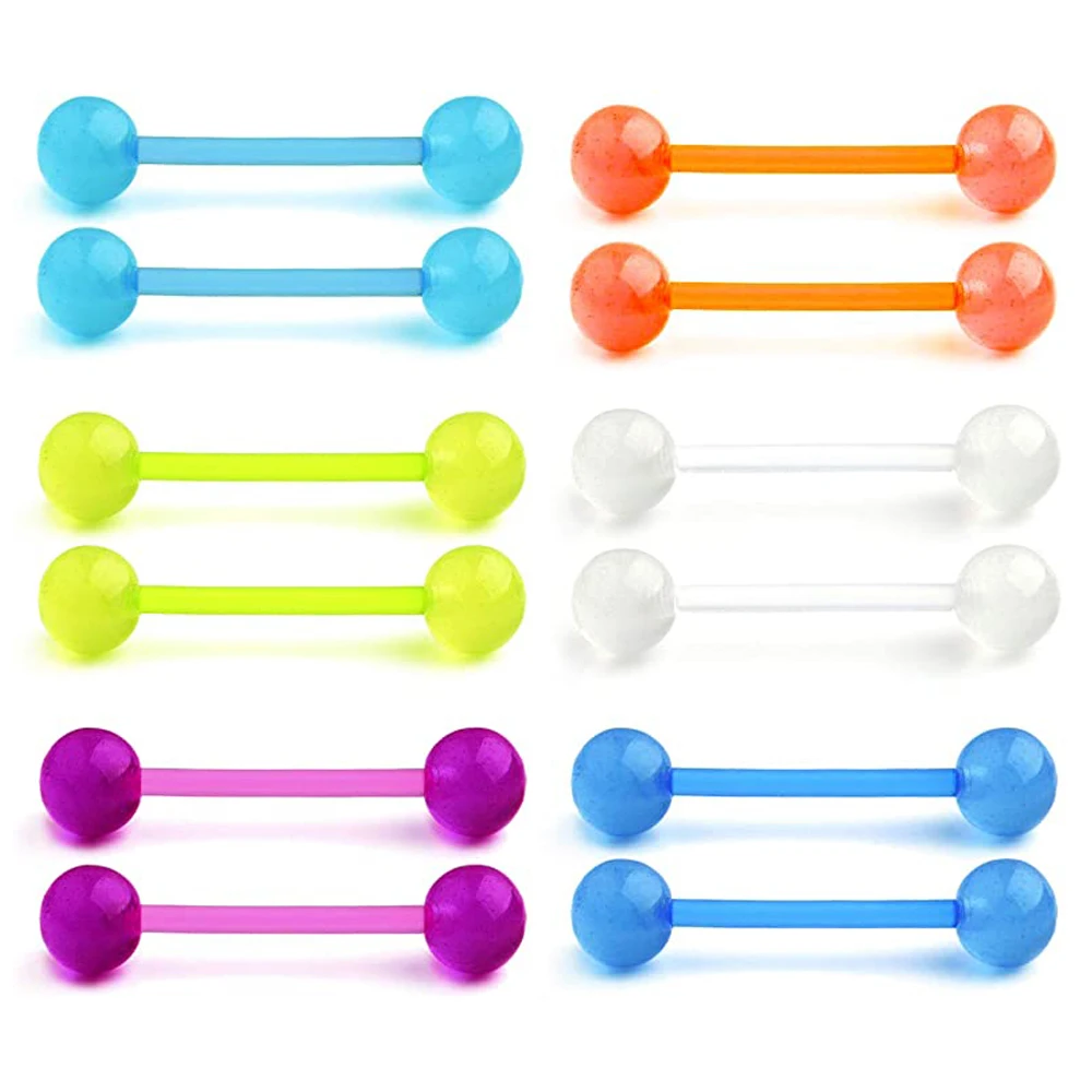Plastic Tongue Rings Nipple Barbell Nipplerings Piercing Bioflex Flexible Glow in The Dark Ball Clear Tongue Piercing Retainer
Plastic Tongue Rings Nipple Barbell Nipplerings Piercing Bioflex Flexible Glow in The Dark Ball Clear Tongue Piercing Retainer